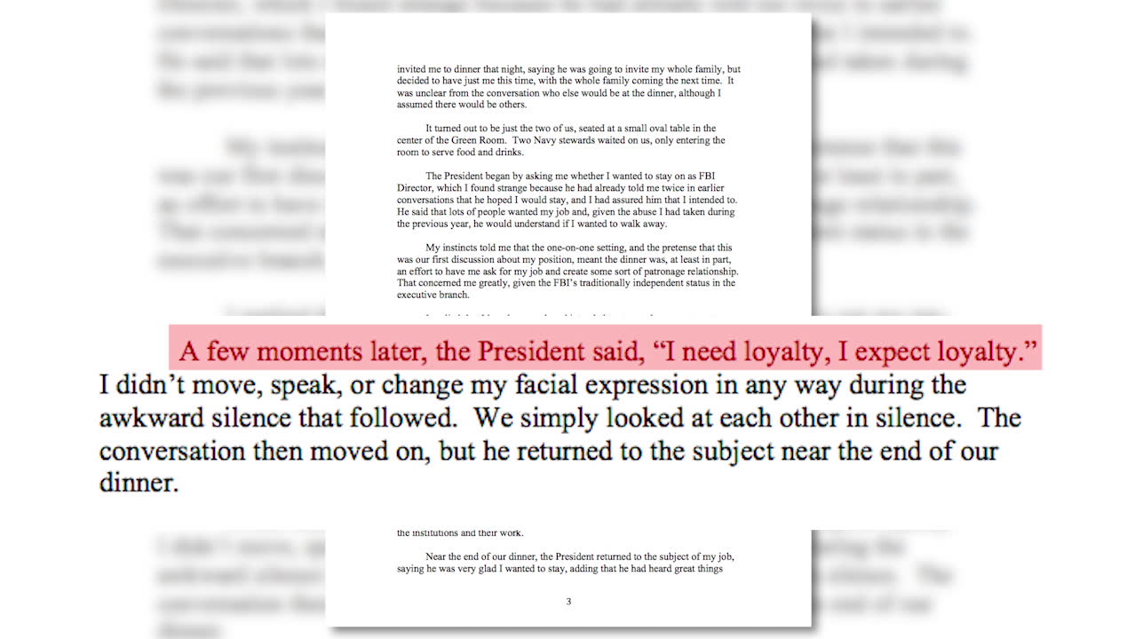 Trump till Comey: "Jag förväntar mig lojalitet"