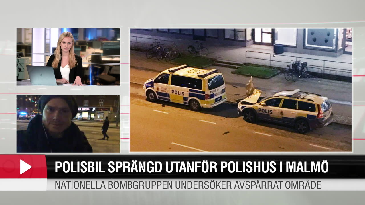 Polisbil sprängd i Malmö