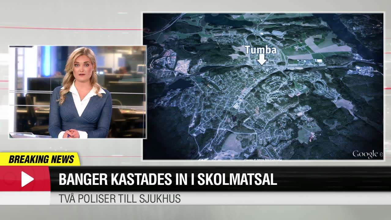 Banger kastades in i skolmatsal