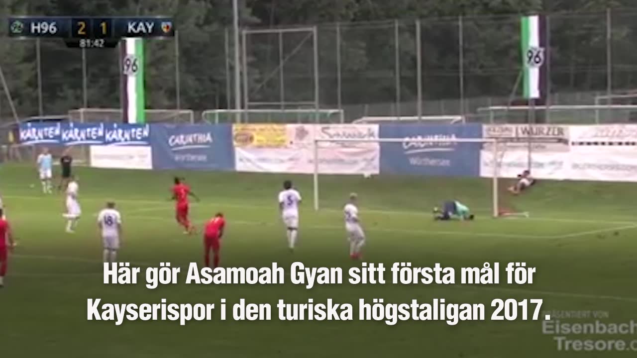 Här gör Asamoah Gyan sitt första mål i Turkiet