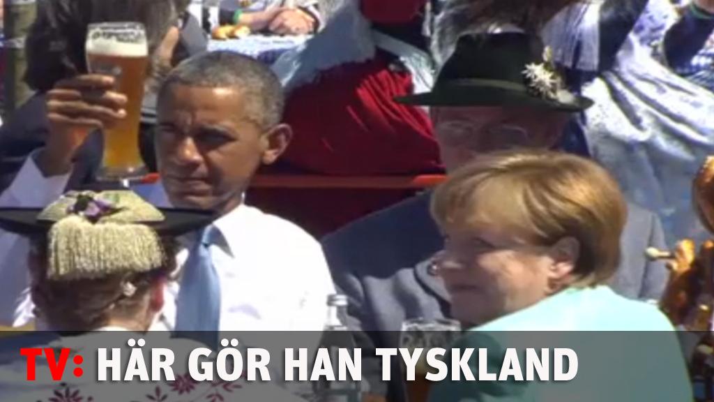 Obama möter Merkel i ett soligt Tyskland