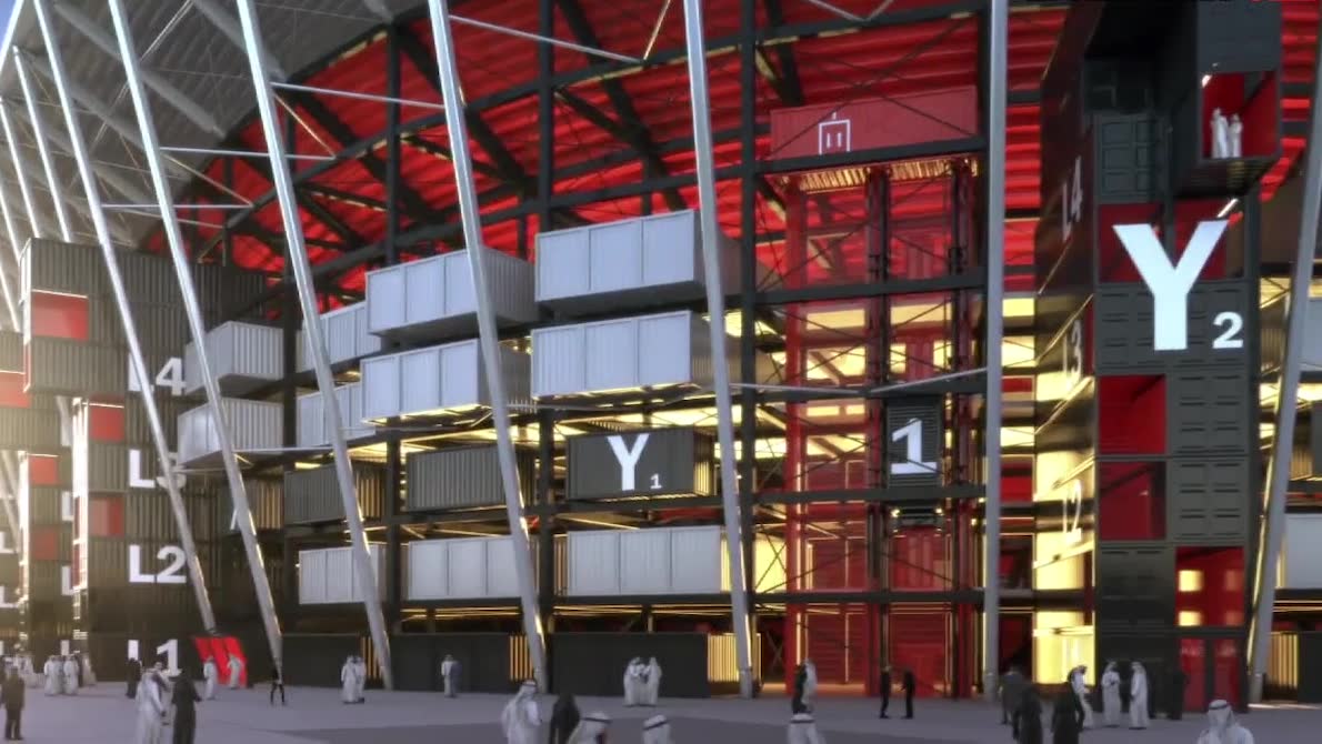VM-arenan byggs – av containrar