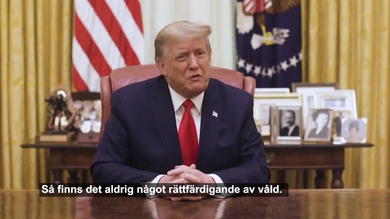 Trump fördömer stormning i ny video