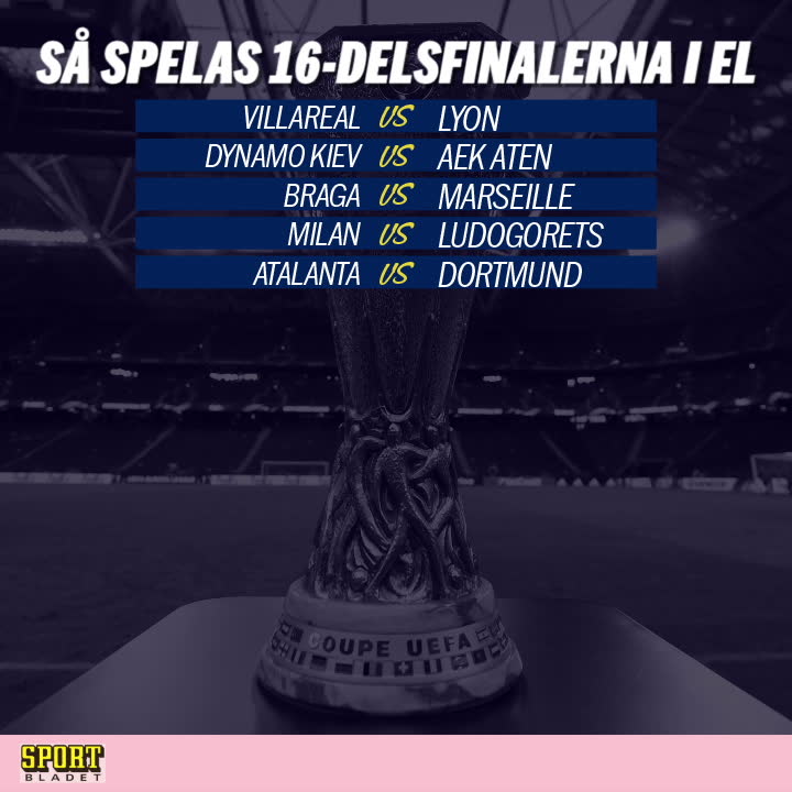 Så spelas 16-delsfinalerna i Europa League