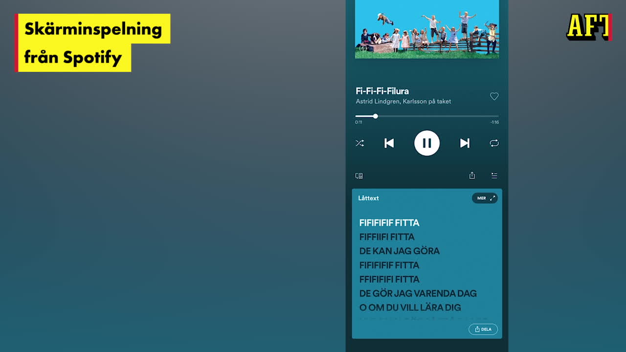Hör låten och se vulgära feltextningen på Spotify