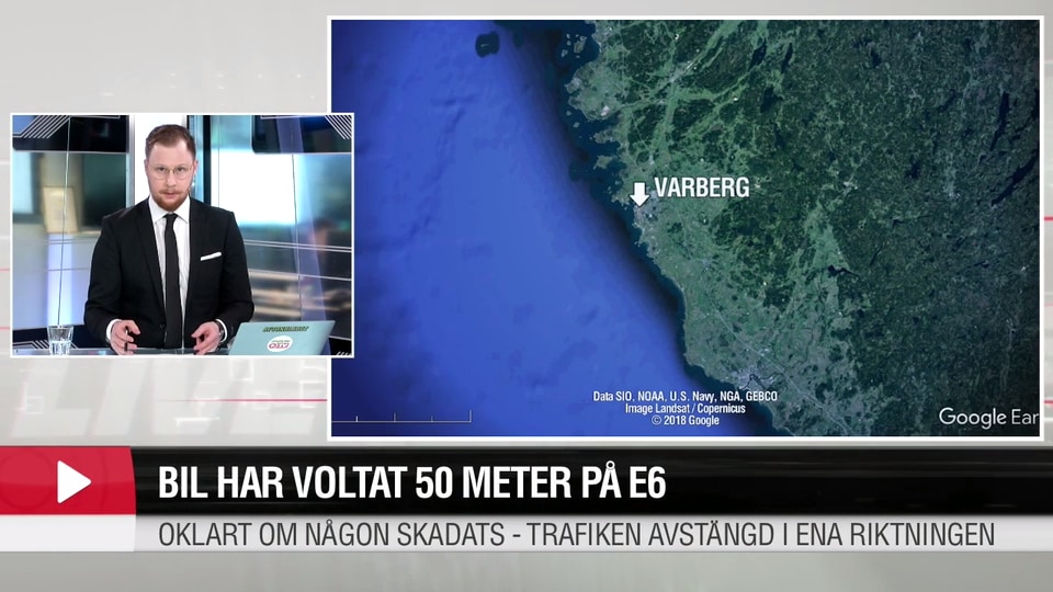 Bil voltat 50 meter på E6 – oklart skadeläge