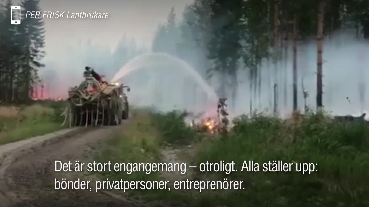 Bonden Per jobbar dygnet runt för att släcka bränder