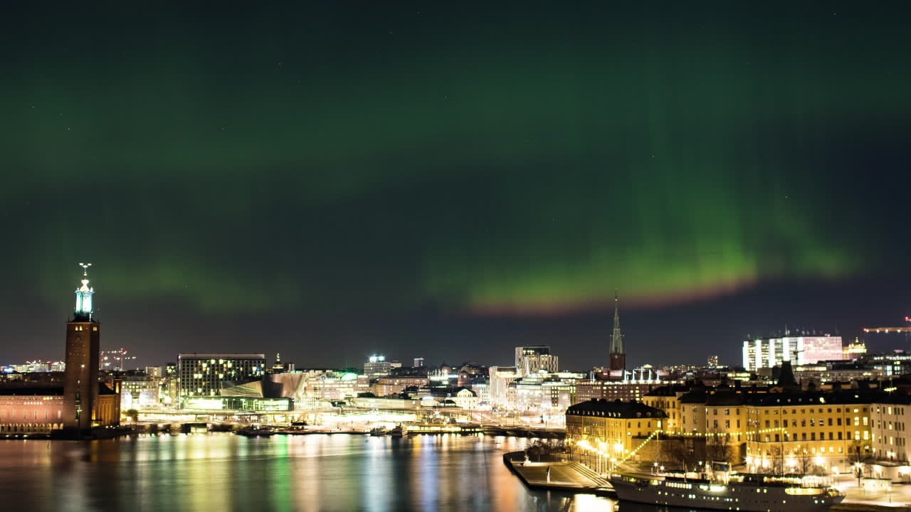 Norrsken över Stockholm i natt