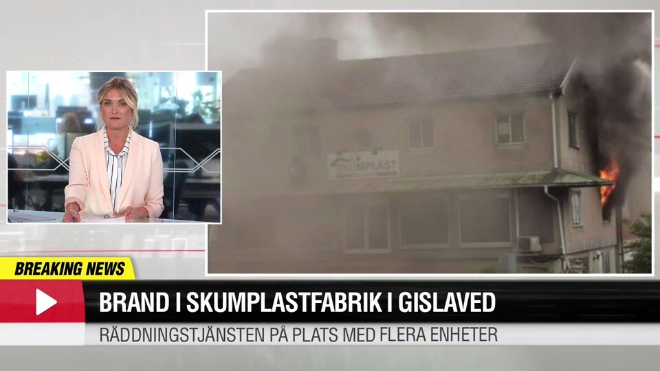 Brand i skumplastfabrik i Gislaved