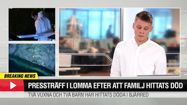 Pressträff i Lomma efter att familj hittats död