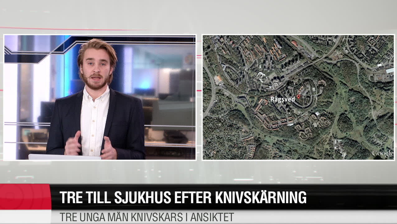 Tre till sjukhus efter knivskärning