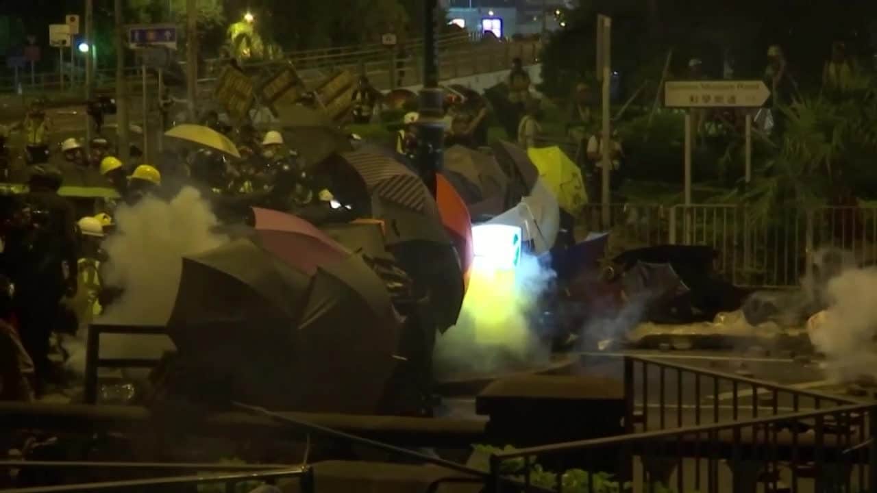Våldsupptrappningar under Hongkongdemonstrationer
