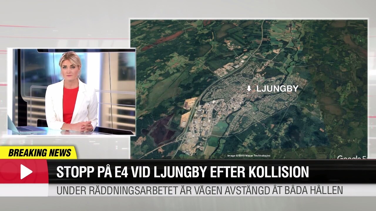 Tvärstopp på E4 efter kollision