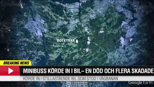 Minibuss krockade med bil – en död och sex till sjukhus