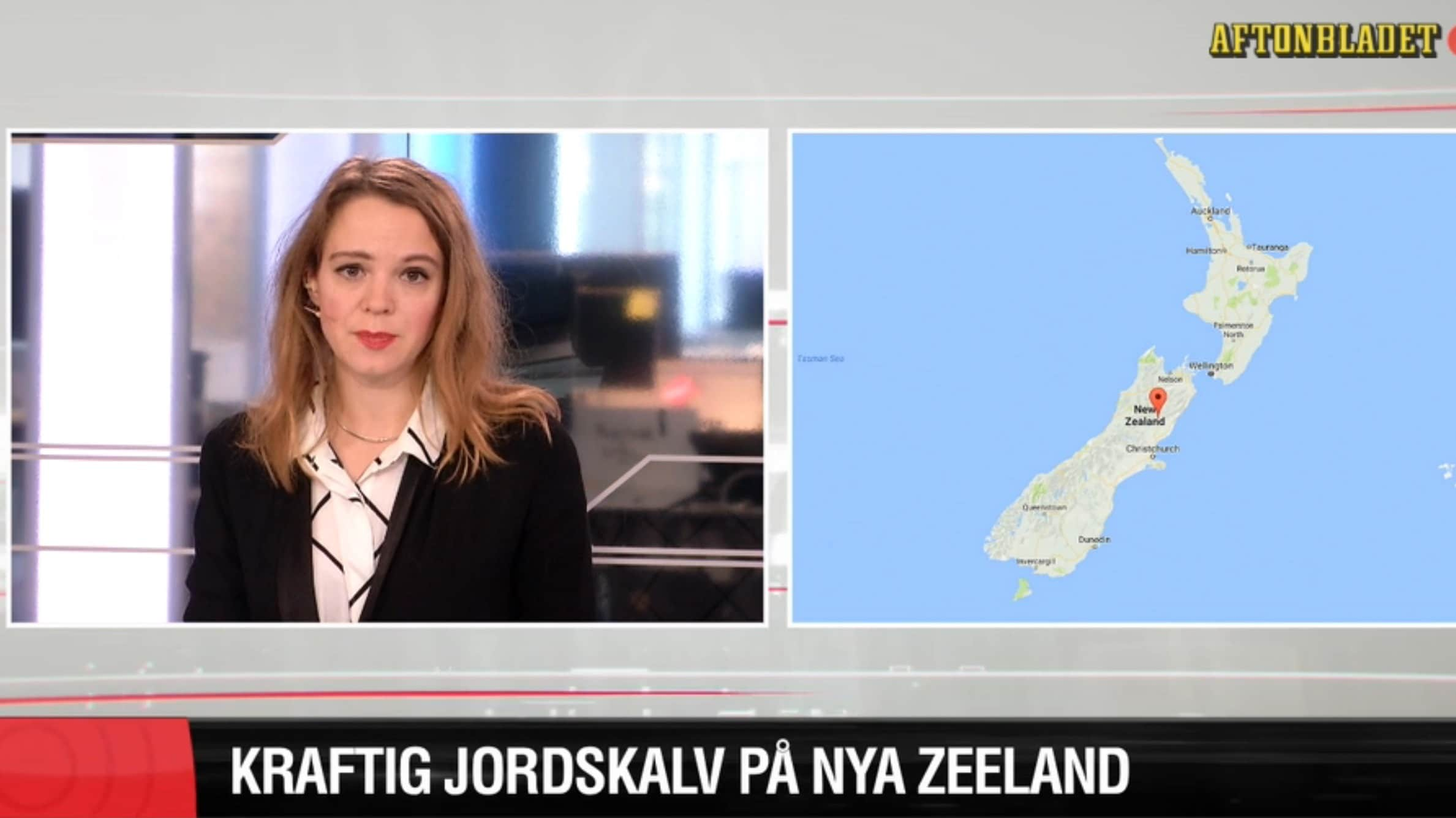 Kraftigt jordskalv på Nya Zeeland