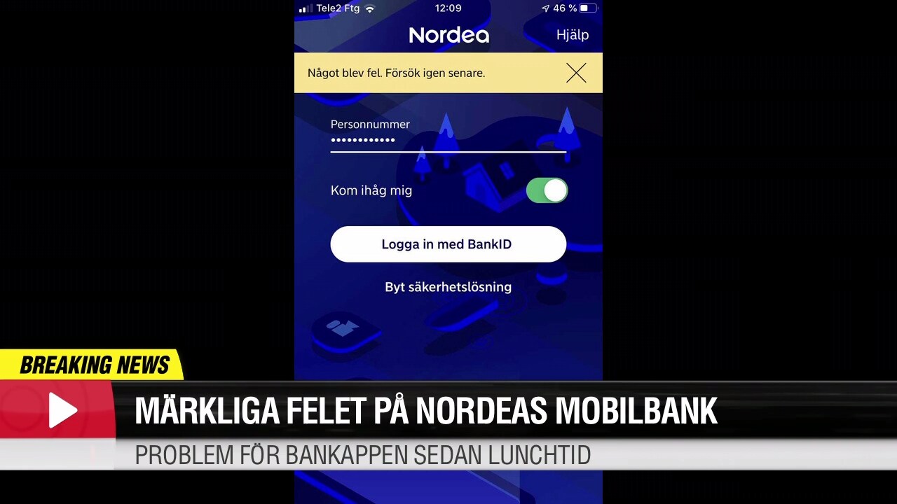 Märkliga felet på Nordeas mobilbank