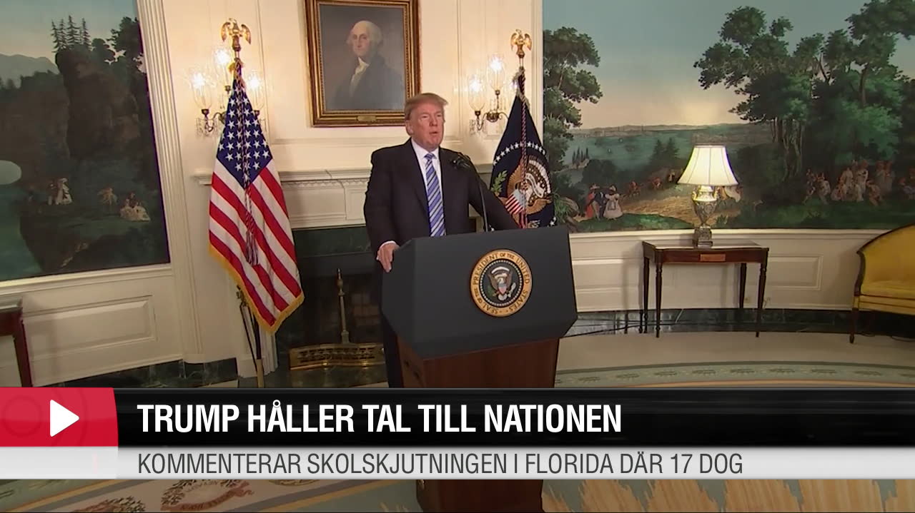 Donald Trump håller pressträff efter skolskjutningen