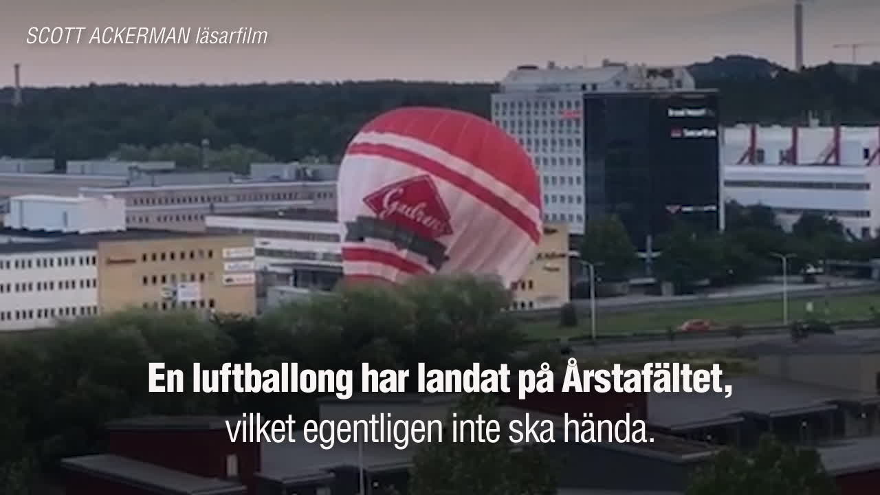 Här landar en luftballong över Årstafältet