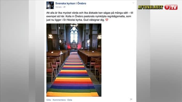 Kyrka bjuder in med regnbågsmatta