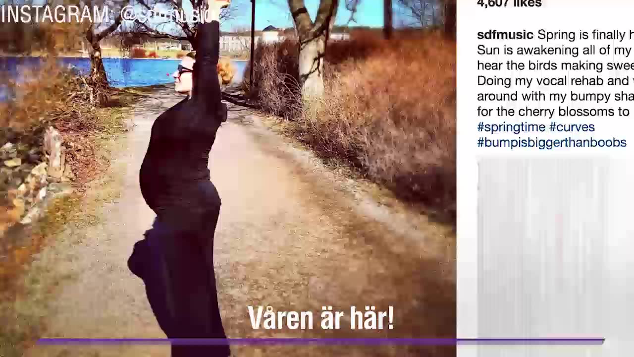 Vårtecken: Sarah Dawn Finer visar gravidmagen