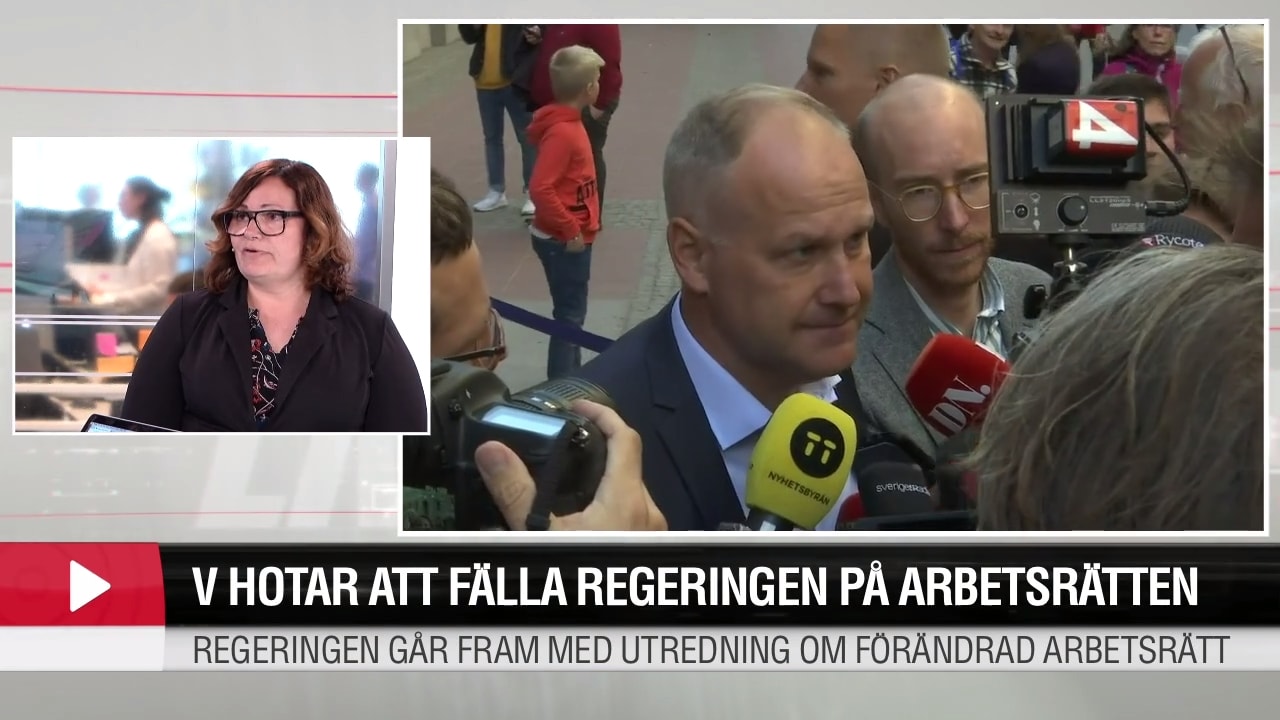 V hotar fälla att regeringen på arbetsrätt