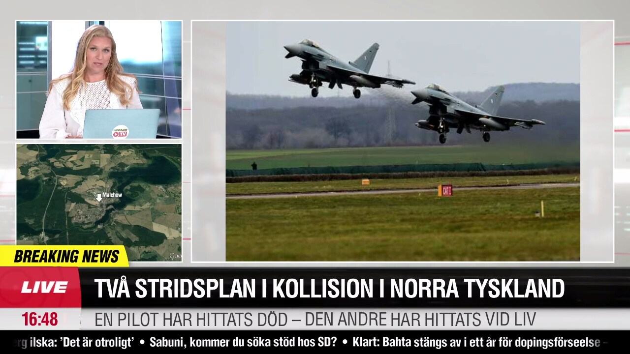 Två flygplan har kraschat över Tyskland – en pilot död