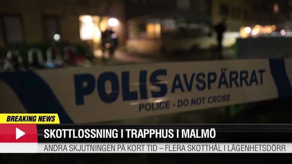 Skottlossning i trapphus i Malmö