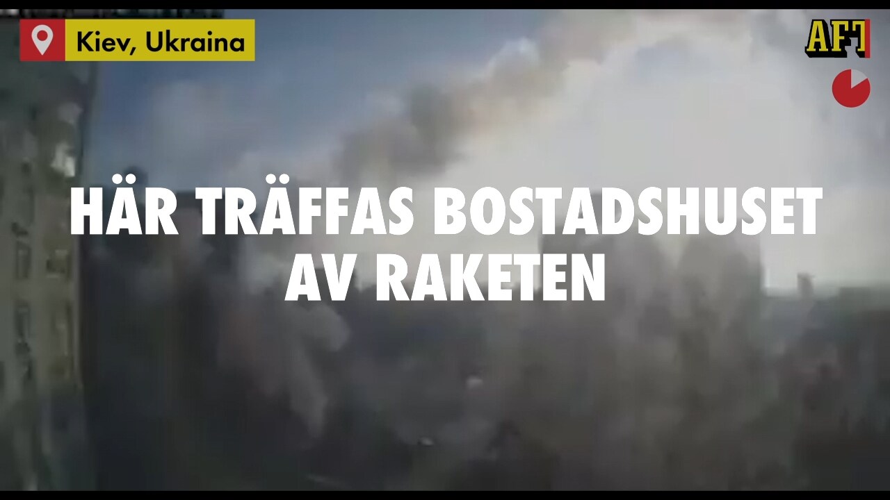 Bostadshus i centrala Kiev träffades av raket