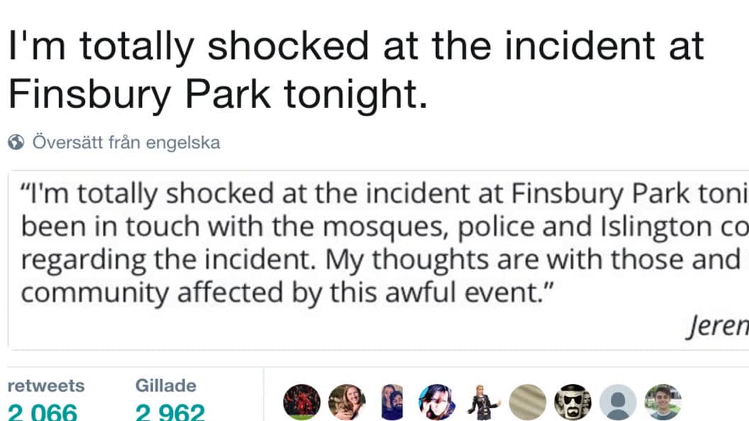 Corbyn om dådet i London - "Jag är totalt chockad"