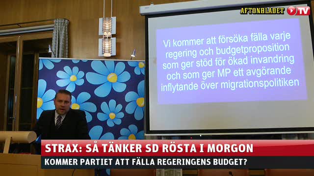 Här meddelar SD att de väljer att rösta ned och fälla regeringens budget