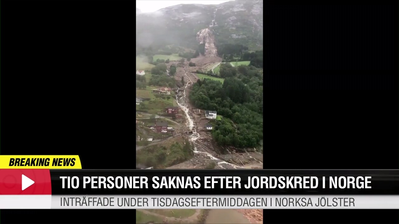 Tio personer saknas efter jordskred i Norge