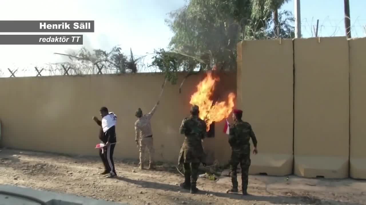 Våldsamma protester vid USA:s ambassad i Irak