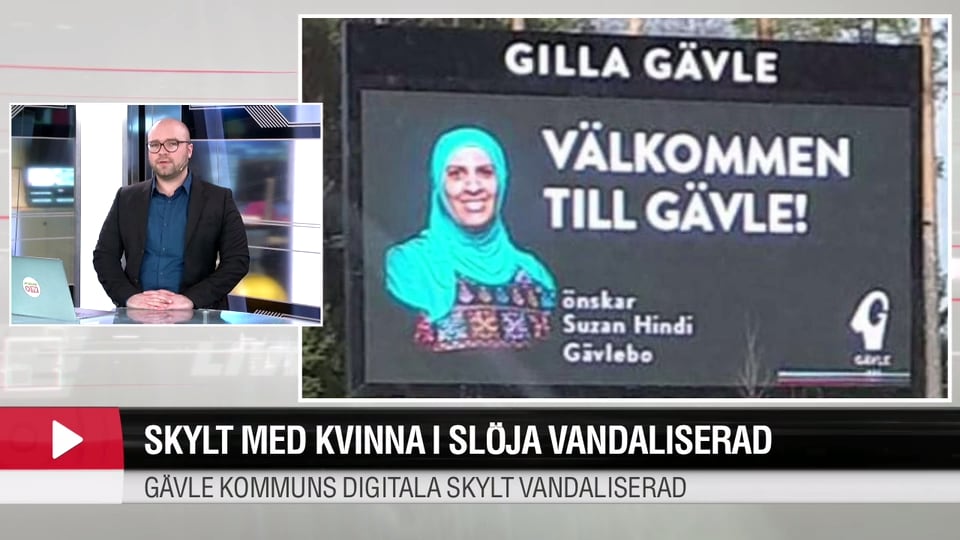 Skylt med kvinna i slöja vandaliserad