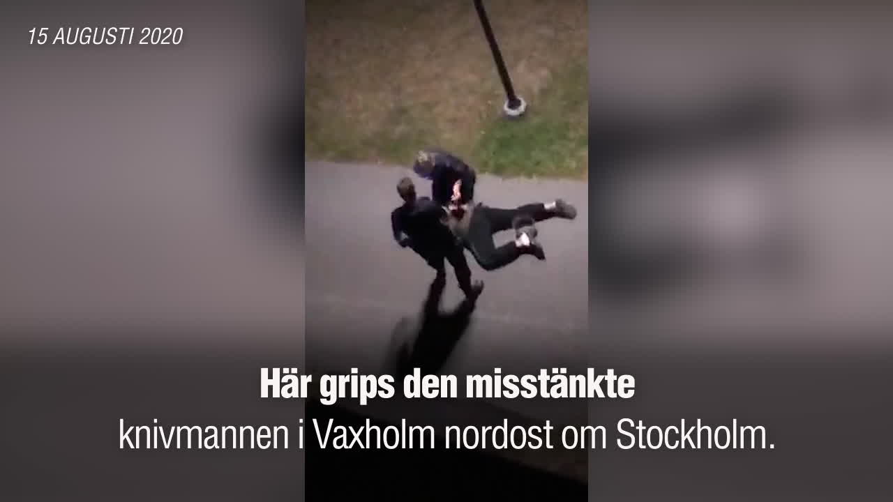 Se dramatiska filmen: Här grips knivmannen i Vaxholm