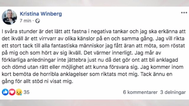 Kristina Winberg (SD): ”Jag kommer bemöta de horribla anklagelserna”