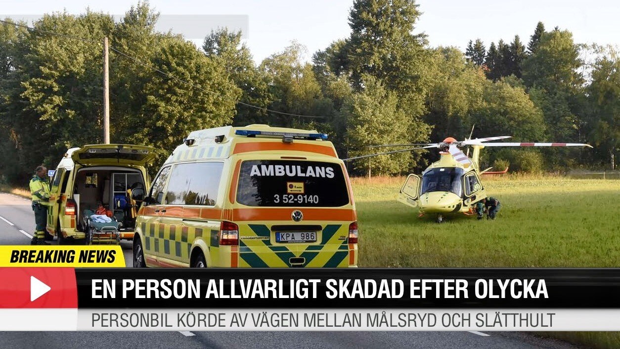 Person allvarligt skadad efter singelolycka