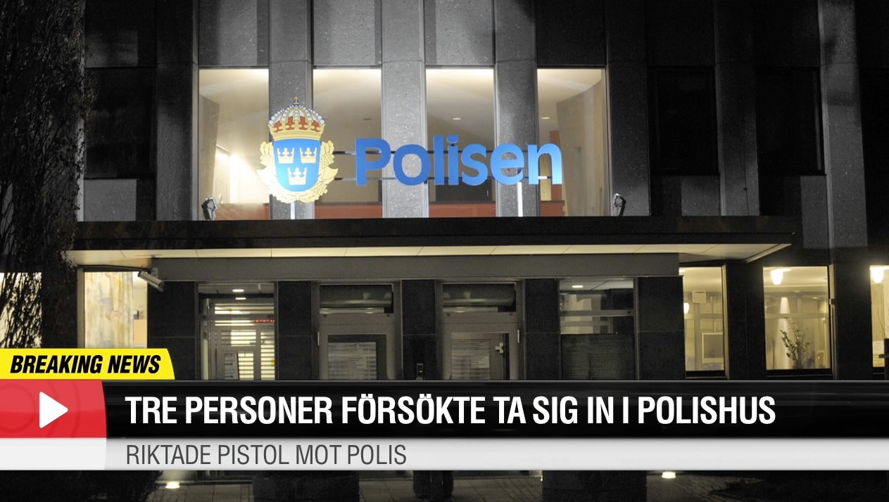 Tre personer försökte ta sig in i polishus