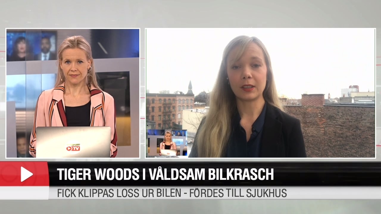 Tiger Woods skadad i våldsam bilkrasch