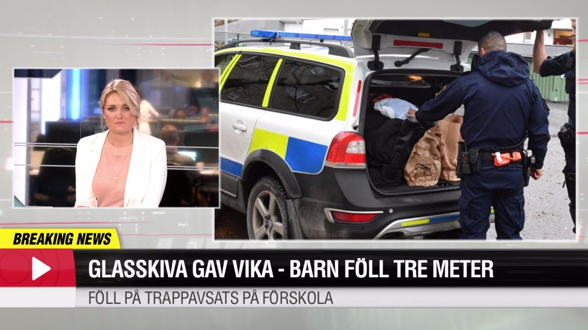 Glasskiva gav vika – barn föll tre meter