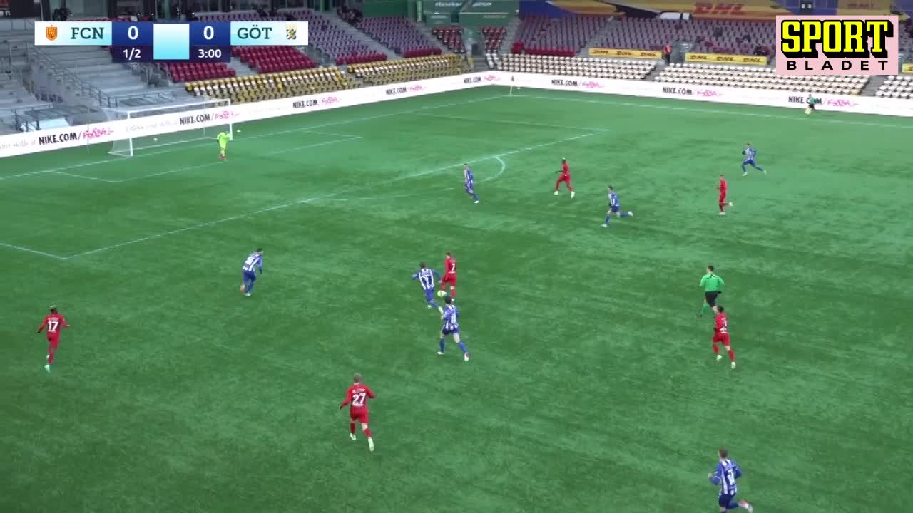 Blåvitt överkörda i första halvlek