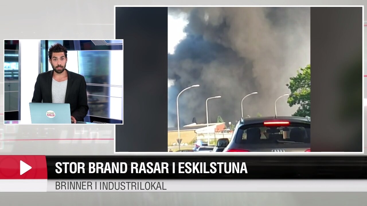 Stor brand rasar i Eskilstuna