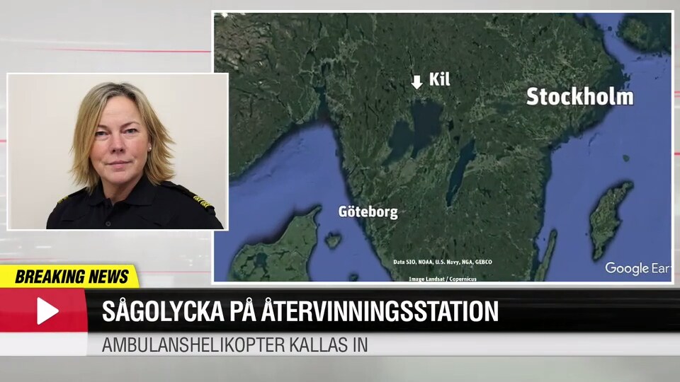 Sågolycka på återvinningsstation