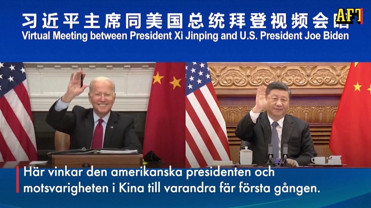 Se de glada vinkningarna – Biden och Xi Jinping träffas för första gången