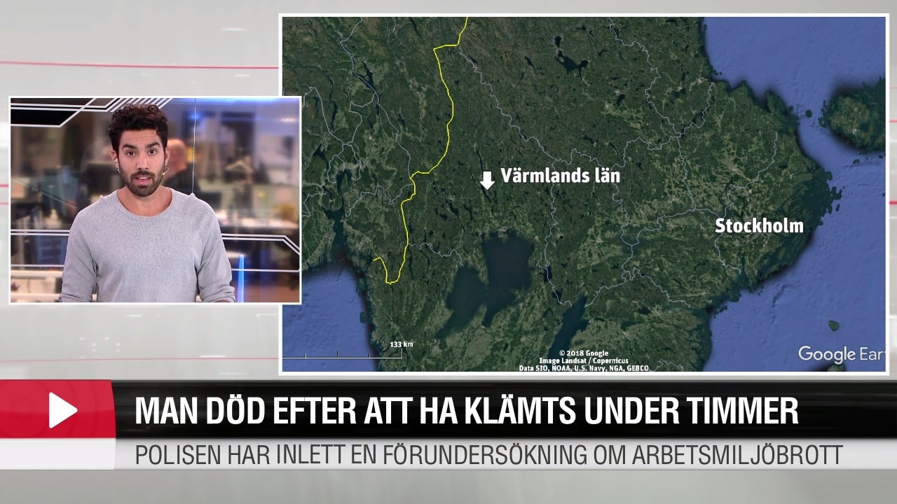 Man död efter att ha klämts under timmer