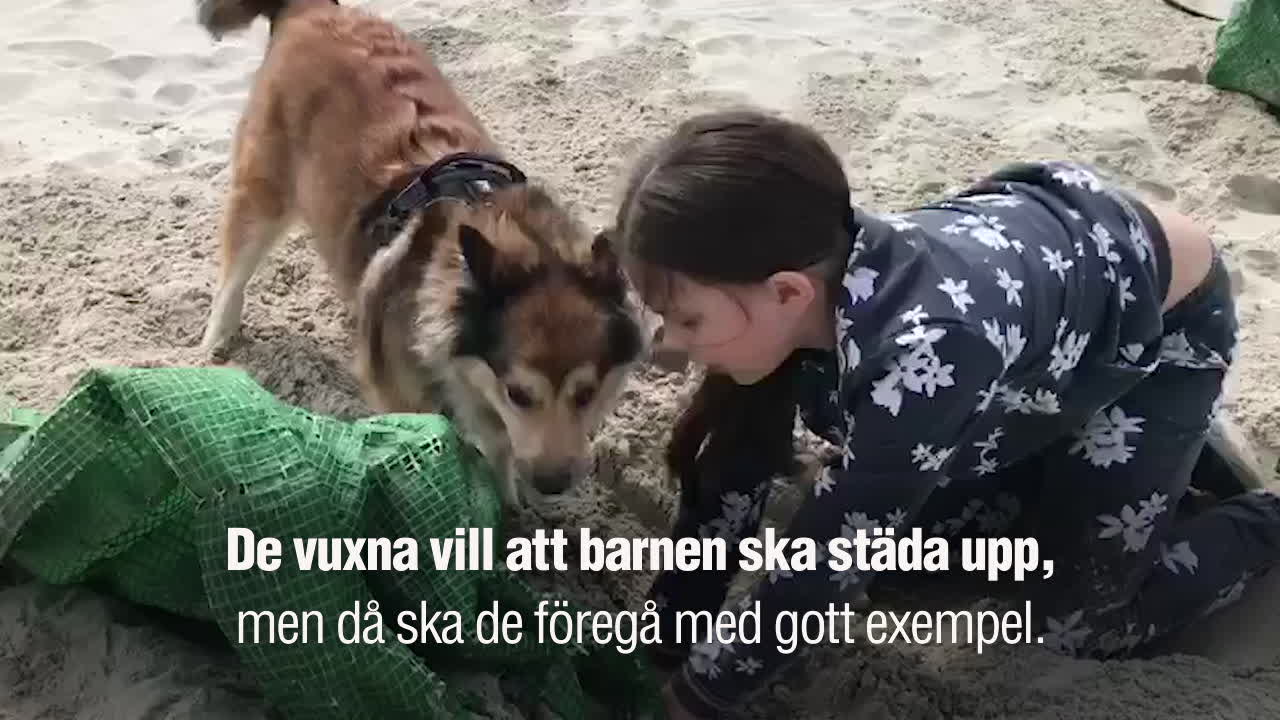 Vigga, 10, städar stränder på sommarlovet