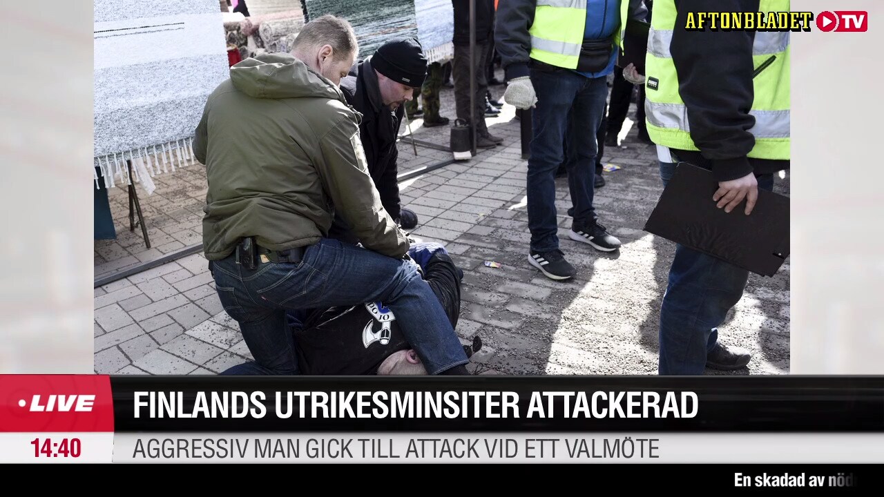 Finlands utrikesminister attackerad