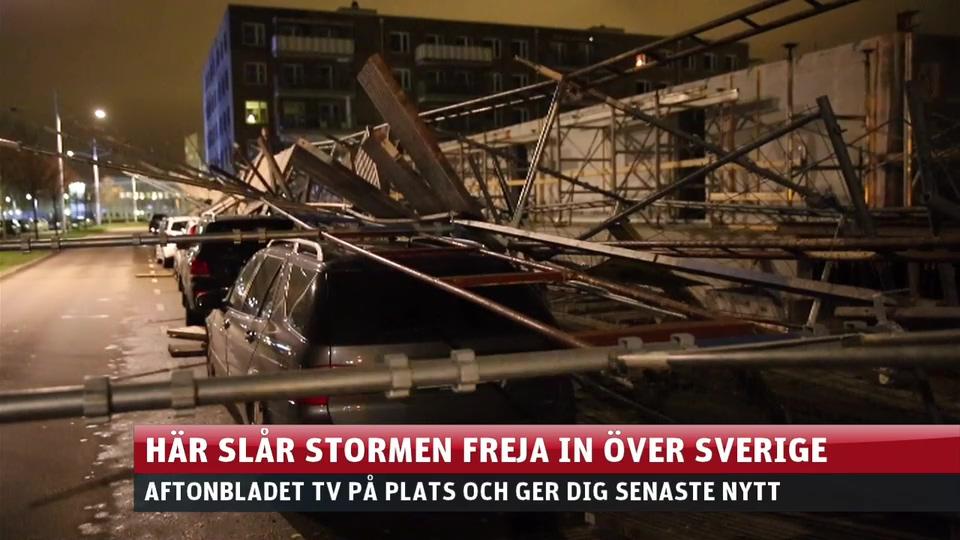 Här slår stormen Freja till mot Sverige