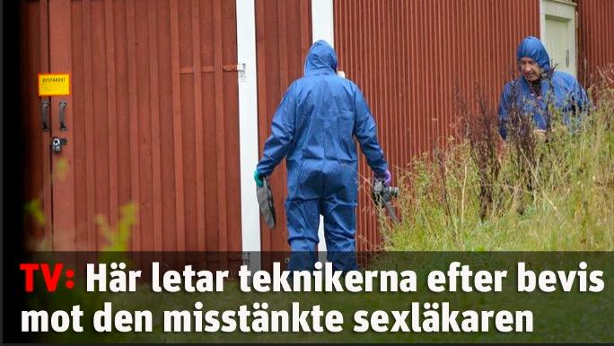 Här letar teknikerna efter bevis mot den misstänkte sexläkaren