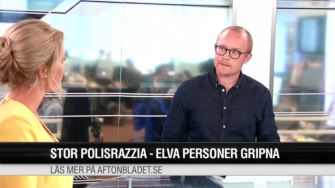 Elva personer gripna i stor polisrazzia