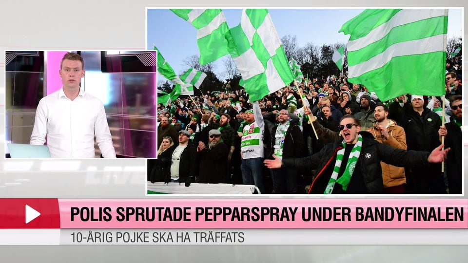 Polis sprutade pepparspray under bandyfinal